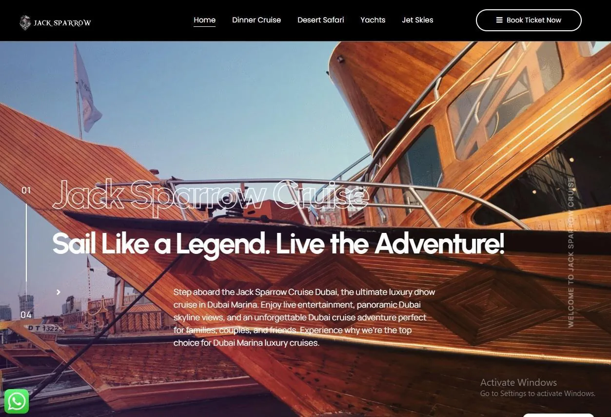 Jack Sparrow Cruise website