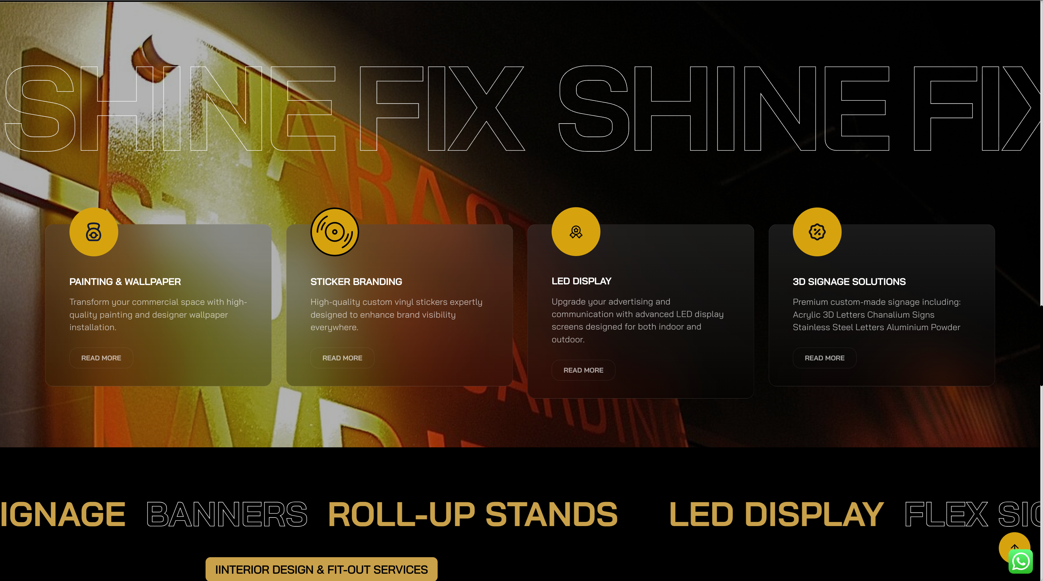 Shine Fix signage and interior website