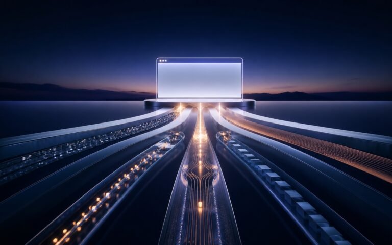 Several digital infrastructure paths converging toward one clear website choice.