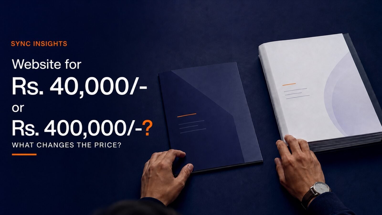 Two website proposal documents comparing Rs. 40,000 and Rs. 400,000 project costs