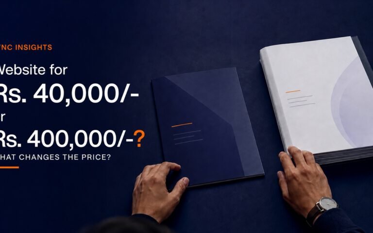 Two website proposal documents comparing Rs. 40,000 and Rs. 400,000 project costs